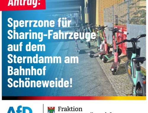Sperrzone für Sharing-Fahrzeuge auf dem Sterndamm am Bahnhof Schöneweide