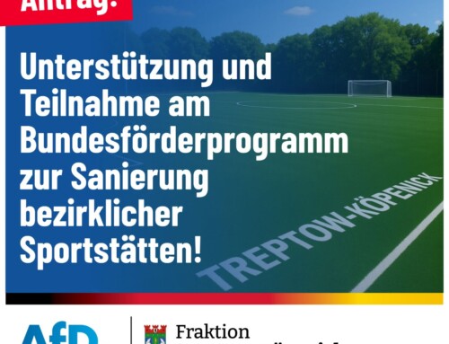 Unterstützung und Teilnahme am Bundesförderprogramm zur Sanierung bezirklicher Sportstätten 