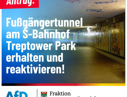Fußgängertunnel am S-Bahnhof Treptower Park erhalten und reaktivieren.