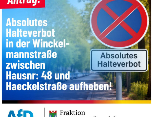 Absolutes Halteverbot in der Winckelmannstraße zwischen Hausnummer 48 und Haeckelstraße aufheben! 