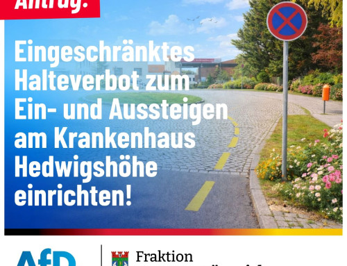 Eingeschränktes Halteverbot zum Ein- und Aussteigen am Krankenhaus Hedwigshöhe einrichten!